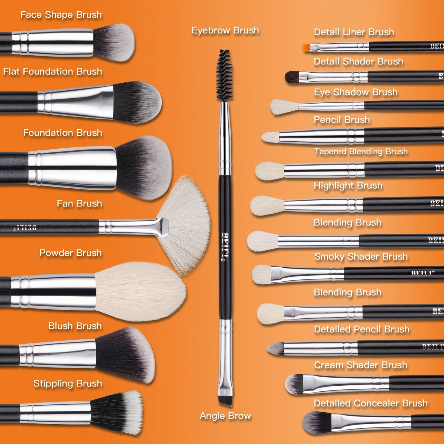 BEILI Black Makeup Brush Set